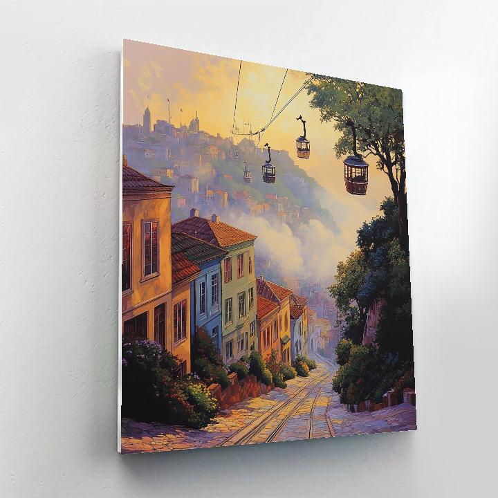 Morning Mist Over Tbilisi Cable Cars And Historic District Georgia painting number kit