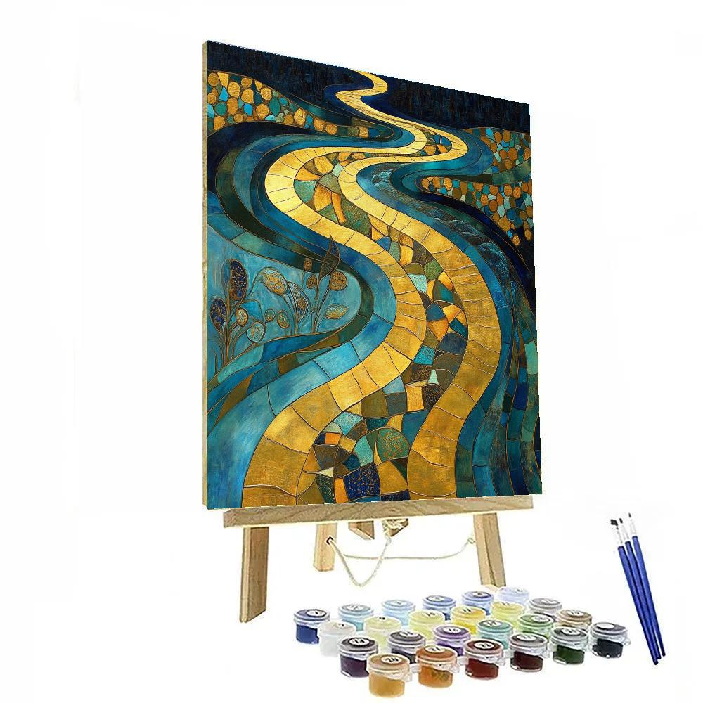 Gustav Klimt Inspired Ornamental River Currents DIY paint by numbers
