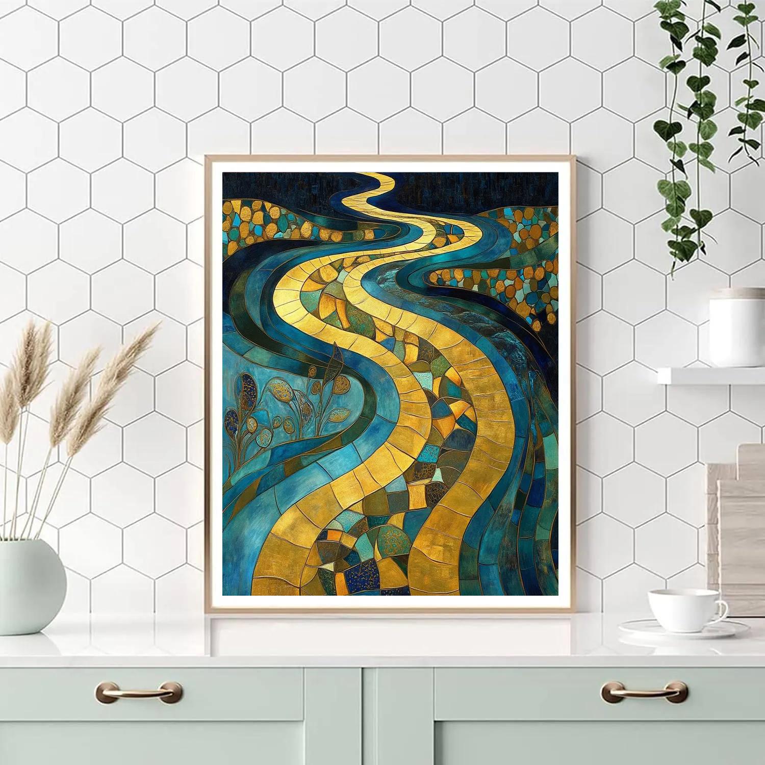 Gustav Klimt Inspired Ornamental River Currents DIY paint by numbers