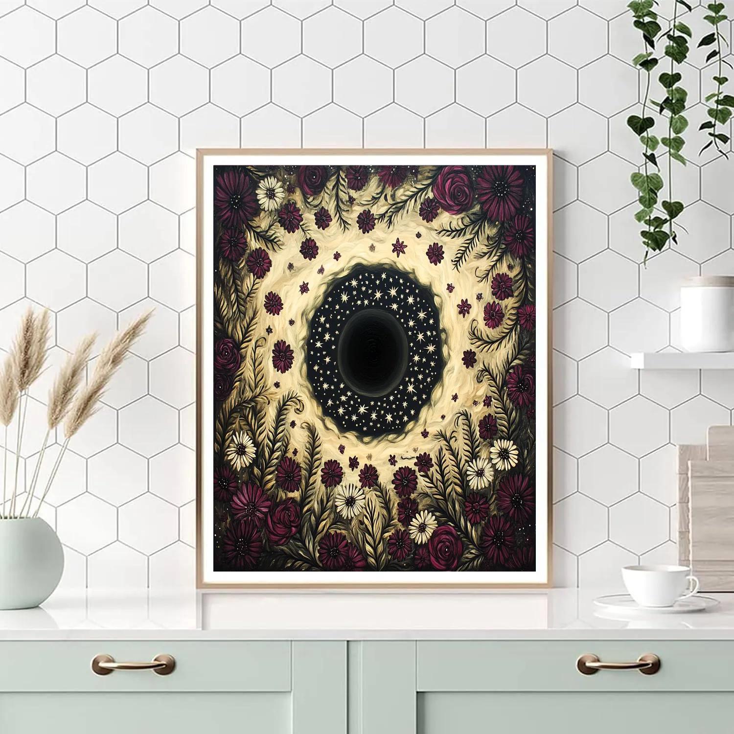 Frida Kahlo Inspired Black Hole Heart Of Night Blooms Painting by numbers kit