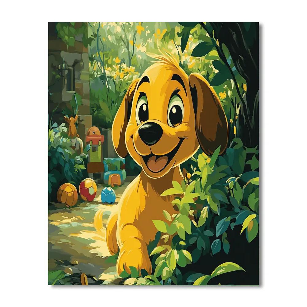 Pluto Hide And Seek Disney Inspired Number painting