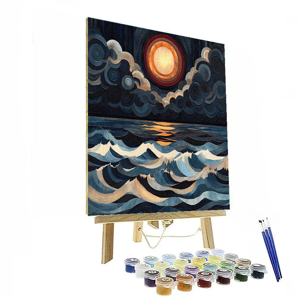 Edvard Munch Inspired Storm Sun Breaking The Black Sea Haze Number painting