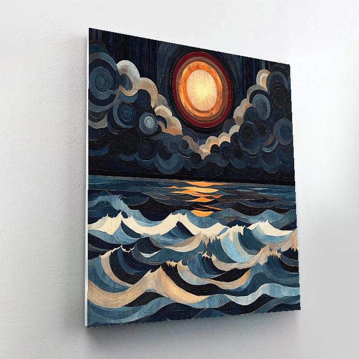 Edvard Munch Inspired Storm Sun Breaking The Black Sea Haze Number painting