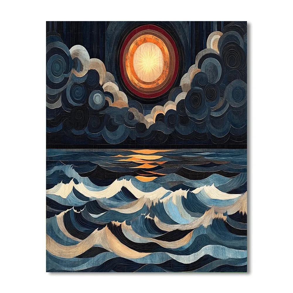 Edvard Munch Inspired Storm Sun Breaking The Black Sea Haze Number painting