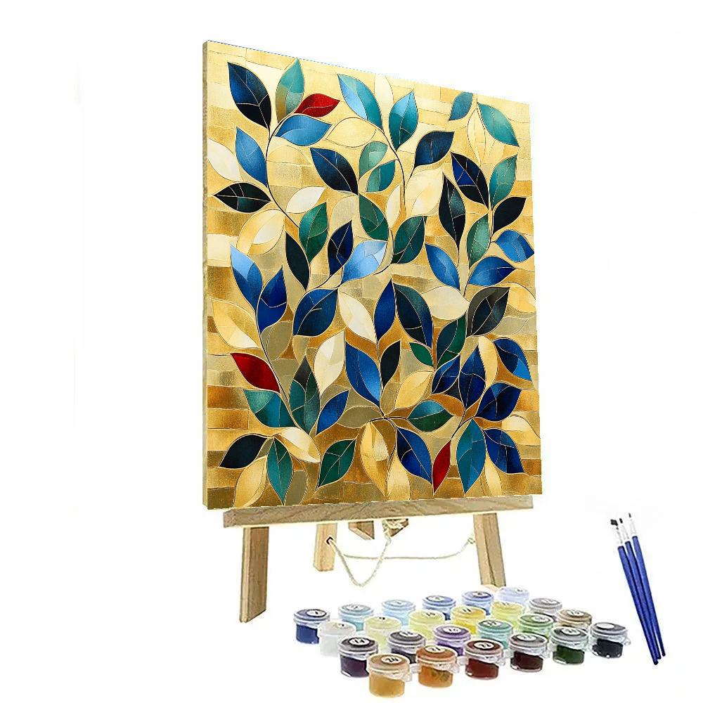 Gustav Klimt Inspired Mosaic Garden Leaves Numbered painting kits