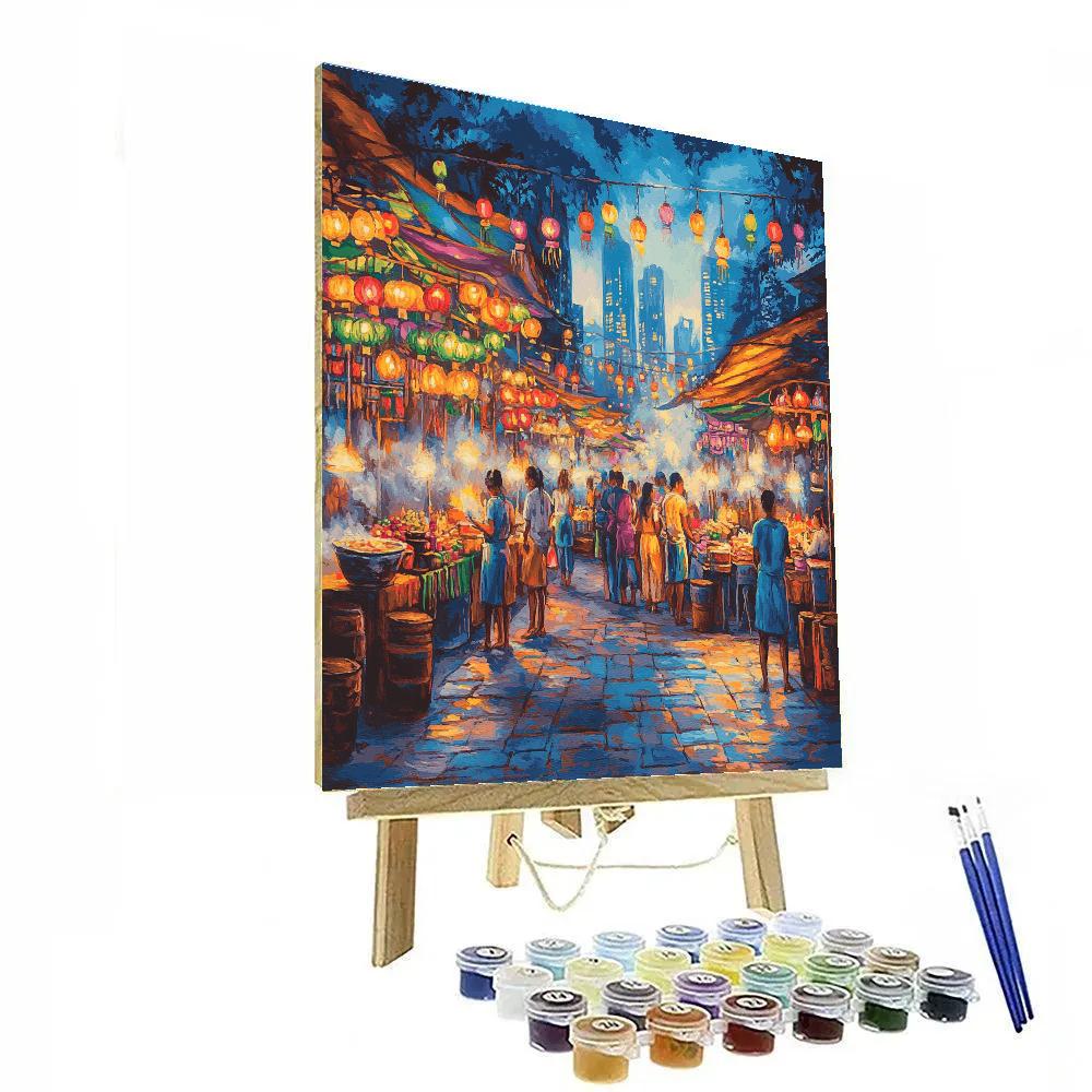 The Bustling Night Market In Kuala Lumpur Malaysia DIY paint by numbers