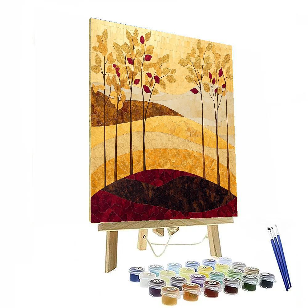 Gustav Klimt Inspired Abstract Golden Autumn Number painting