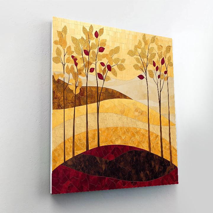 Gustav Klimt Inspired Abstract Golden Autumn Number painting
