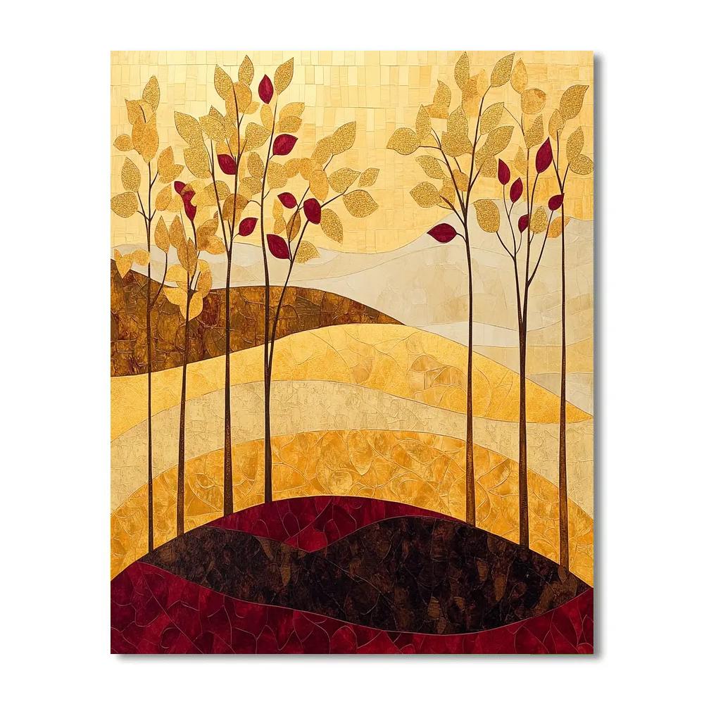 Gustav Klimt Inspired Abstract Golden Autumn Number painting