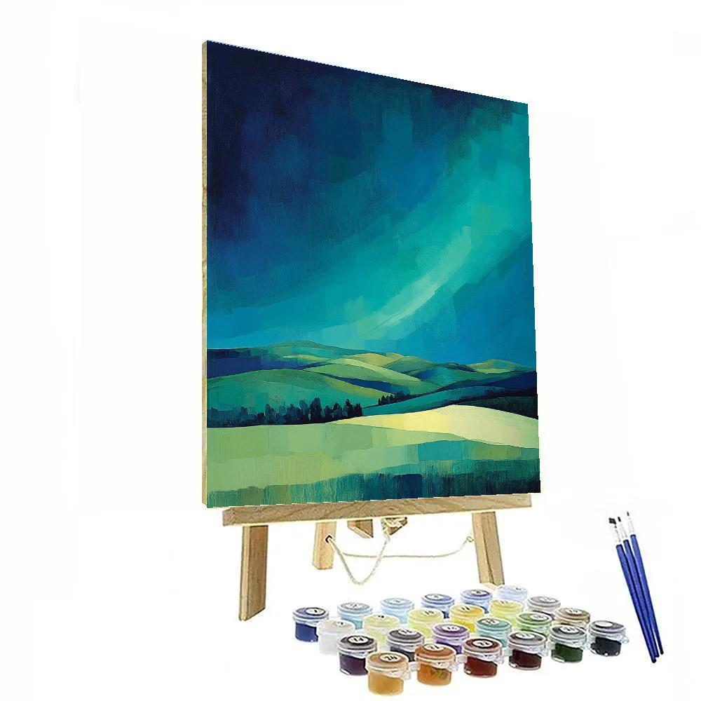 Paul Cézanne Inspired Faceted Aurora Over Silent Highlands Number painting