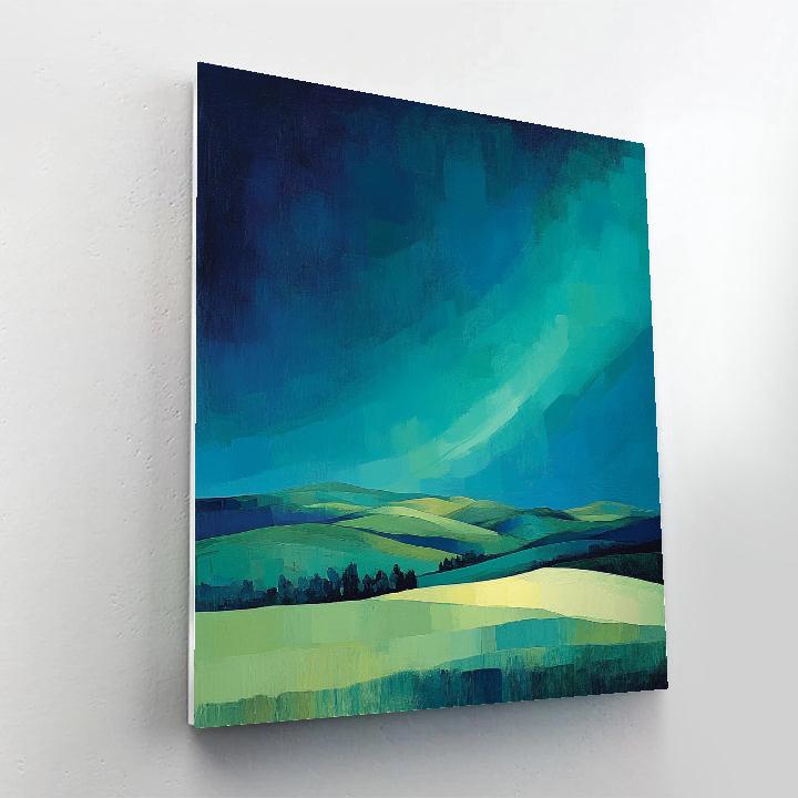 Paul Cézanne Inspired Faceted Aurora Over Silent Highlands Number painting