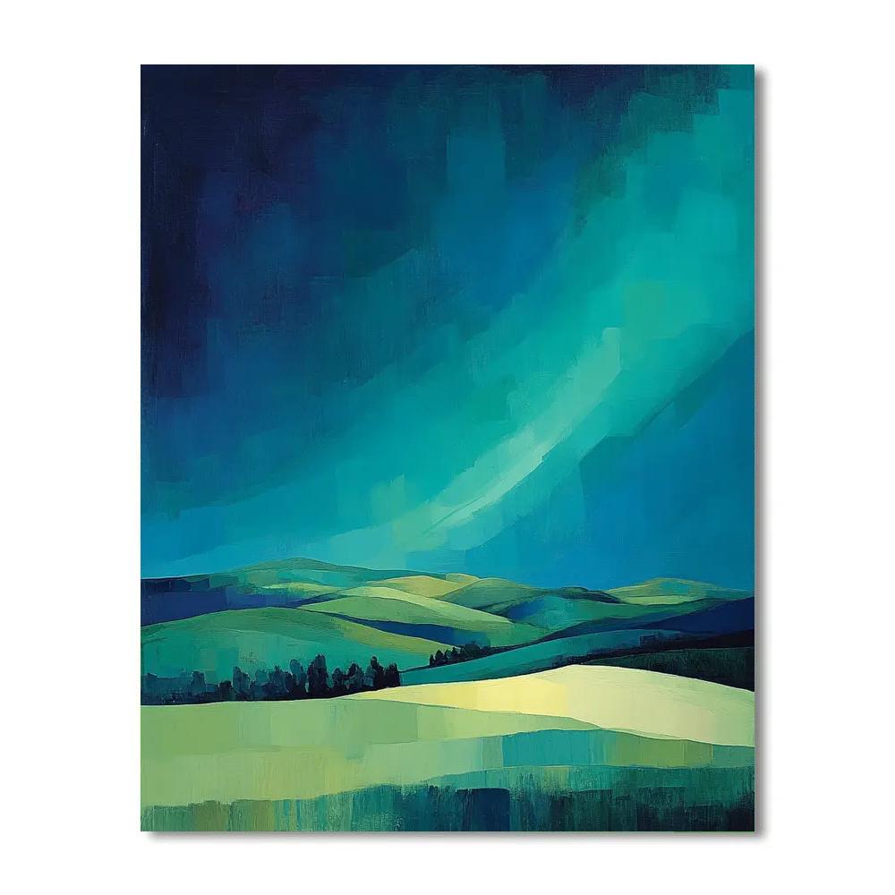 Paul Cézanne Inspired Faceted Aurora Over Silent Highlands Number painting