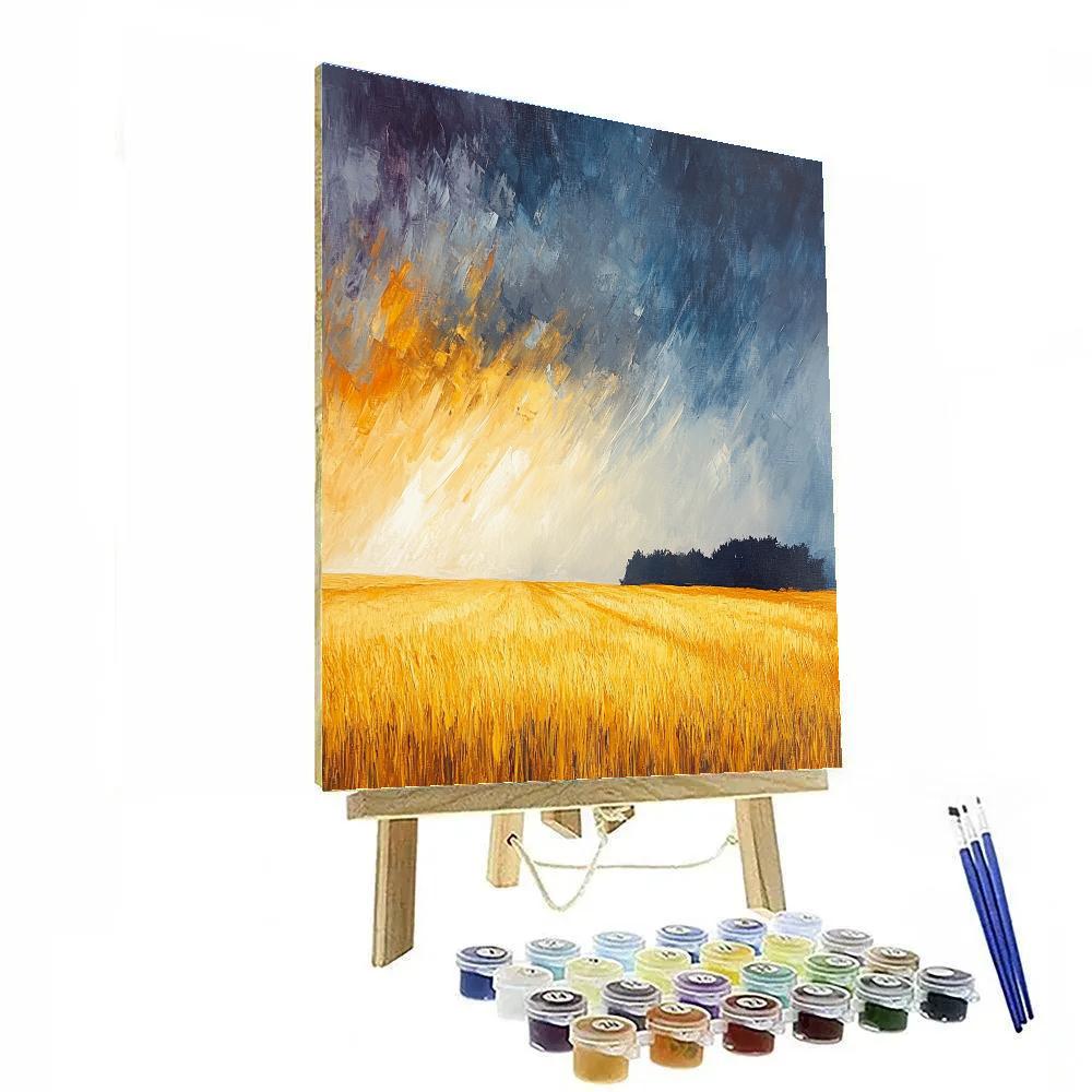 Claude Monet Inspired Wheatfield Under Rising Storm paint by color