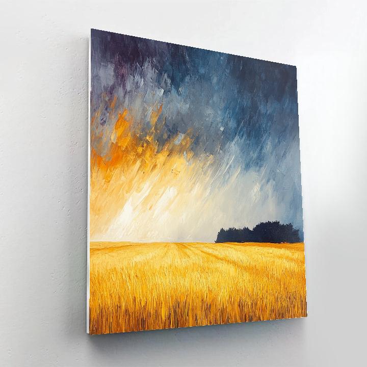 Claude Monet Inspired Wheatfield Under Rising Storm paint by color