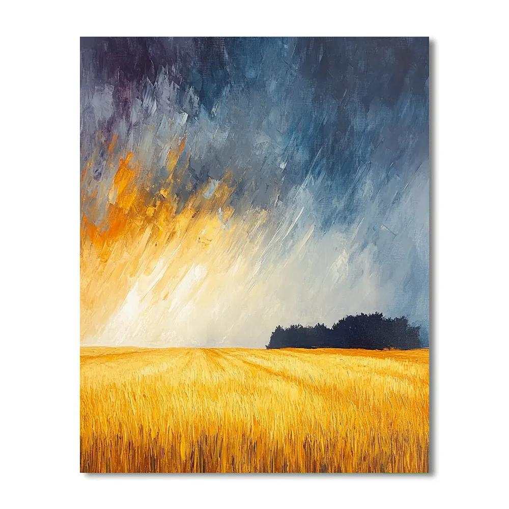 Claude Monet Inspired Wheatfield Under Rising Storm paint by color