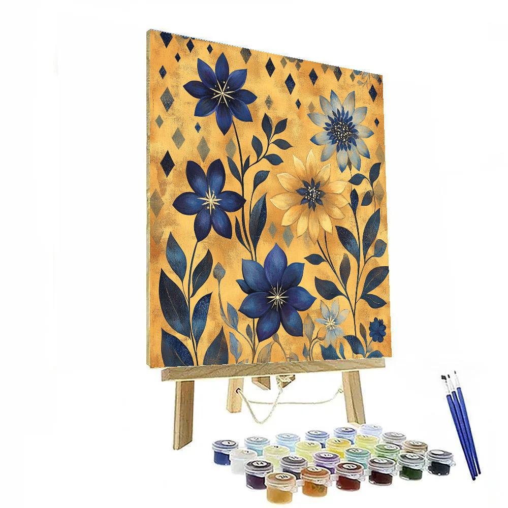 Gustav Klimt Inspired Symbolic Star Bloom Numbered painting kits