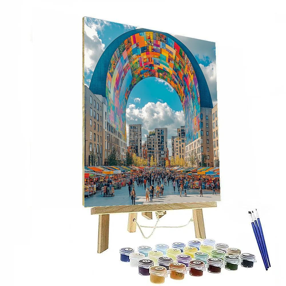 Glassy Roof Of The Markthal With Rotterdam Skyline Netherlands Numbered painting kits