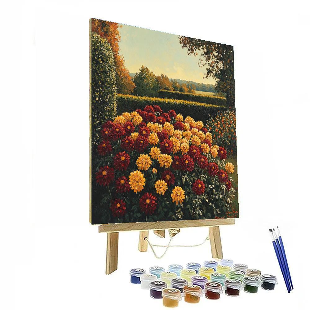 Claude Monet Inspired Autumn Garden With Chrysanthemums Number painting