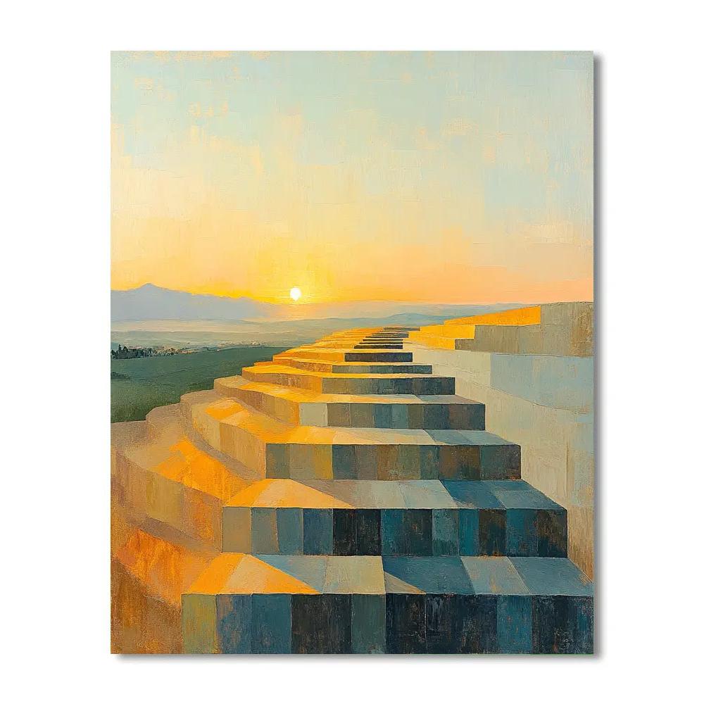 Paul Cézanne Inspired Tectonic Light Terrace At Distant Dawn paint by number