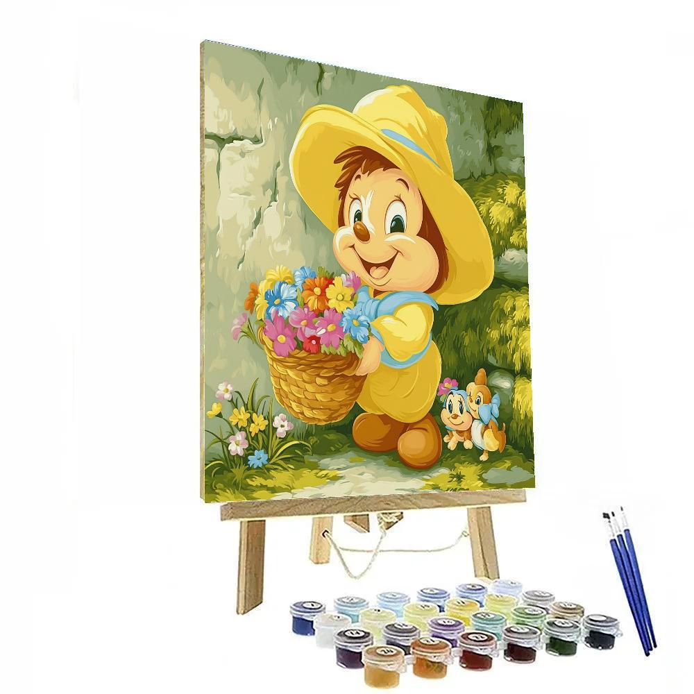 Dopey Friendly Flower Basket Disney Inspired DIY paint by numbers