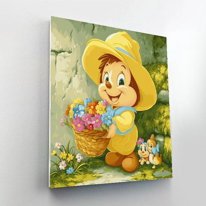 Dopey Friendly Flower Basket Disney Inspired DIY paint by numbers