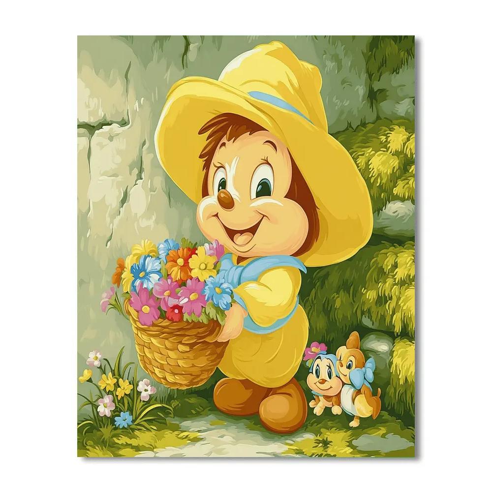 Dopey Friendly Flower Basket Disney Inspired DIY paint by numbers