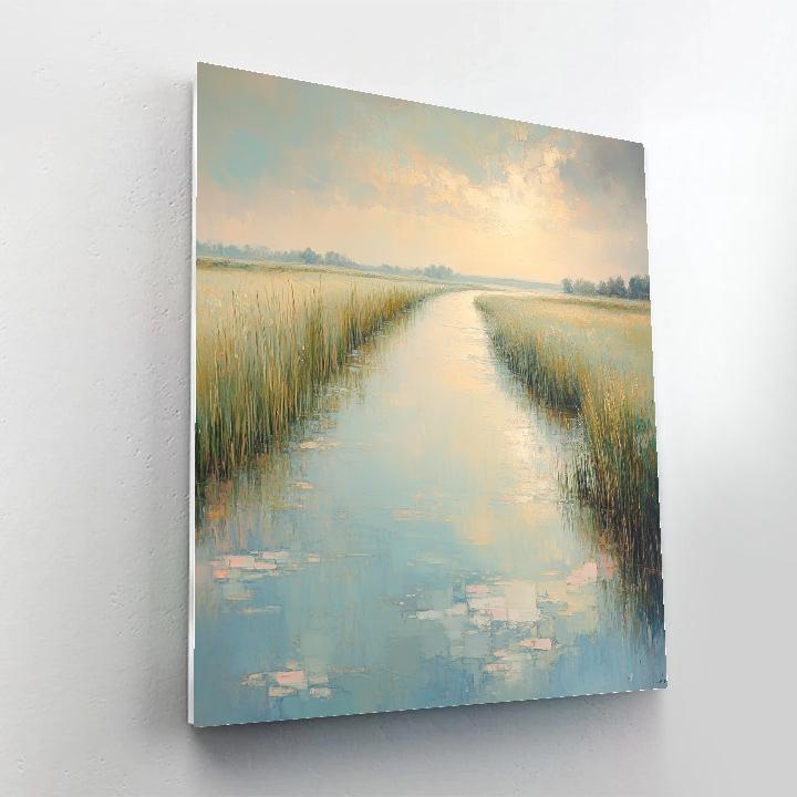 Claude Monet Inspired Morning Light On Canal With Reeds Paint by numbers art
