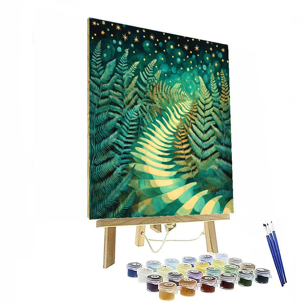Frida Kahlo Inspired Galactic River Of Fern Fractals Numbered painting kits