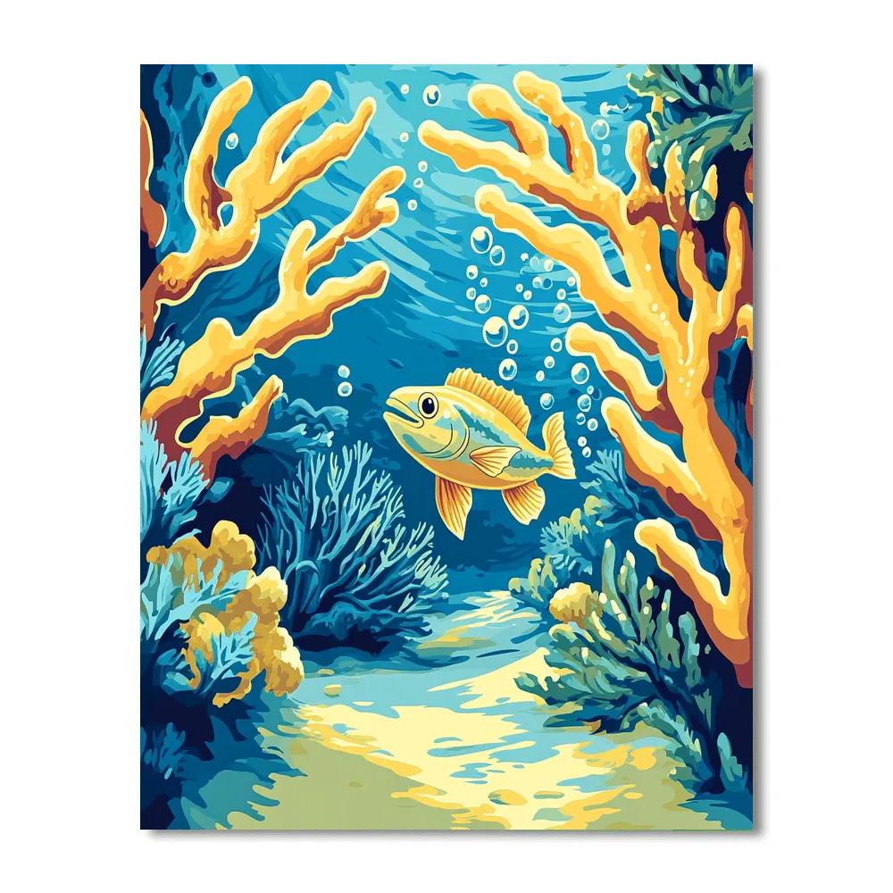 Flounder Coral Hideaway Disney Inspired Numbered painting kits