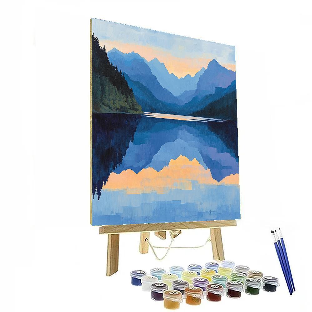 Claude Monet Inspired Evening Glow On Alpine Lake DIY paint by numbers