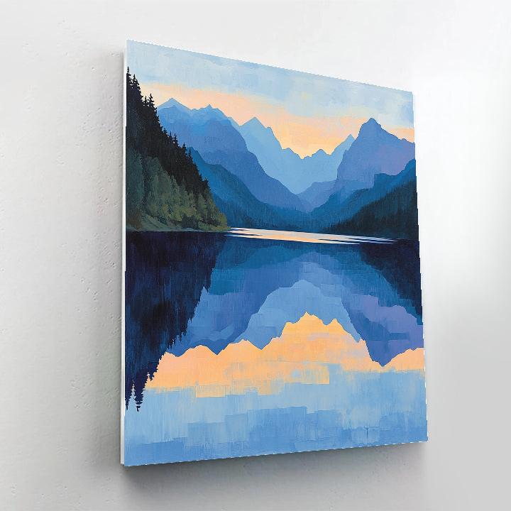 Claude Monet Inspired Evening Glow On Alpine Lake DIY paint by numbers
