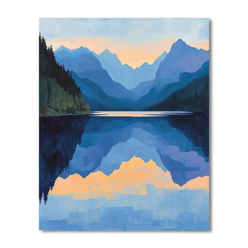 Claude Monet Inspired Evening Glow On Alpine Lake DIY paint by numbers