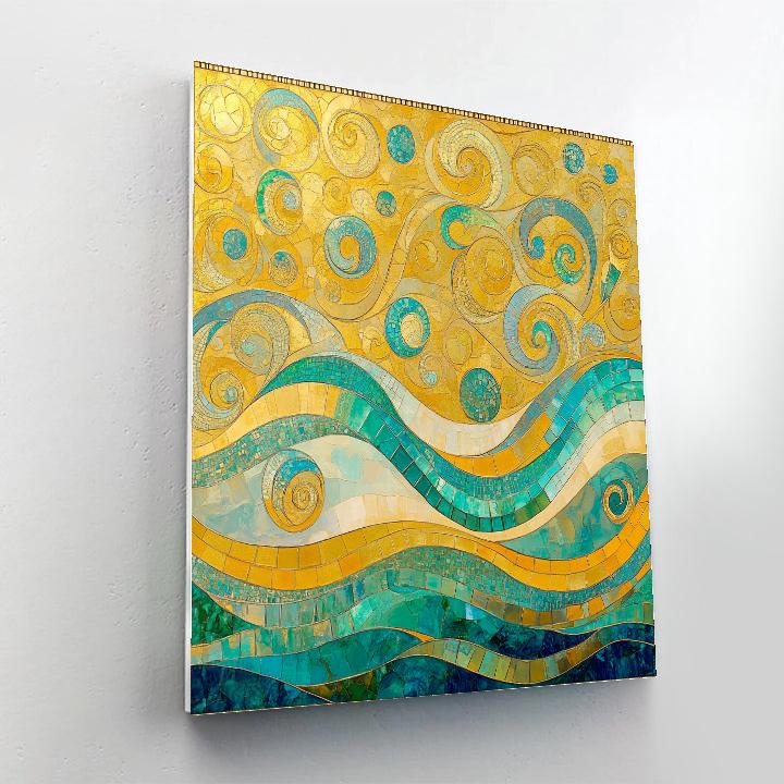 Gustav Klimt Inspired Patterned Ocean Breeze Number painting
