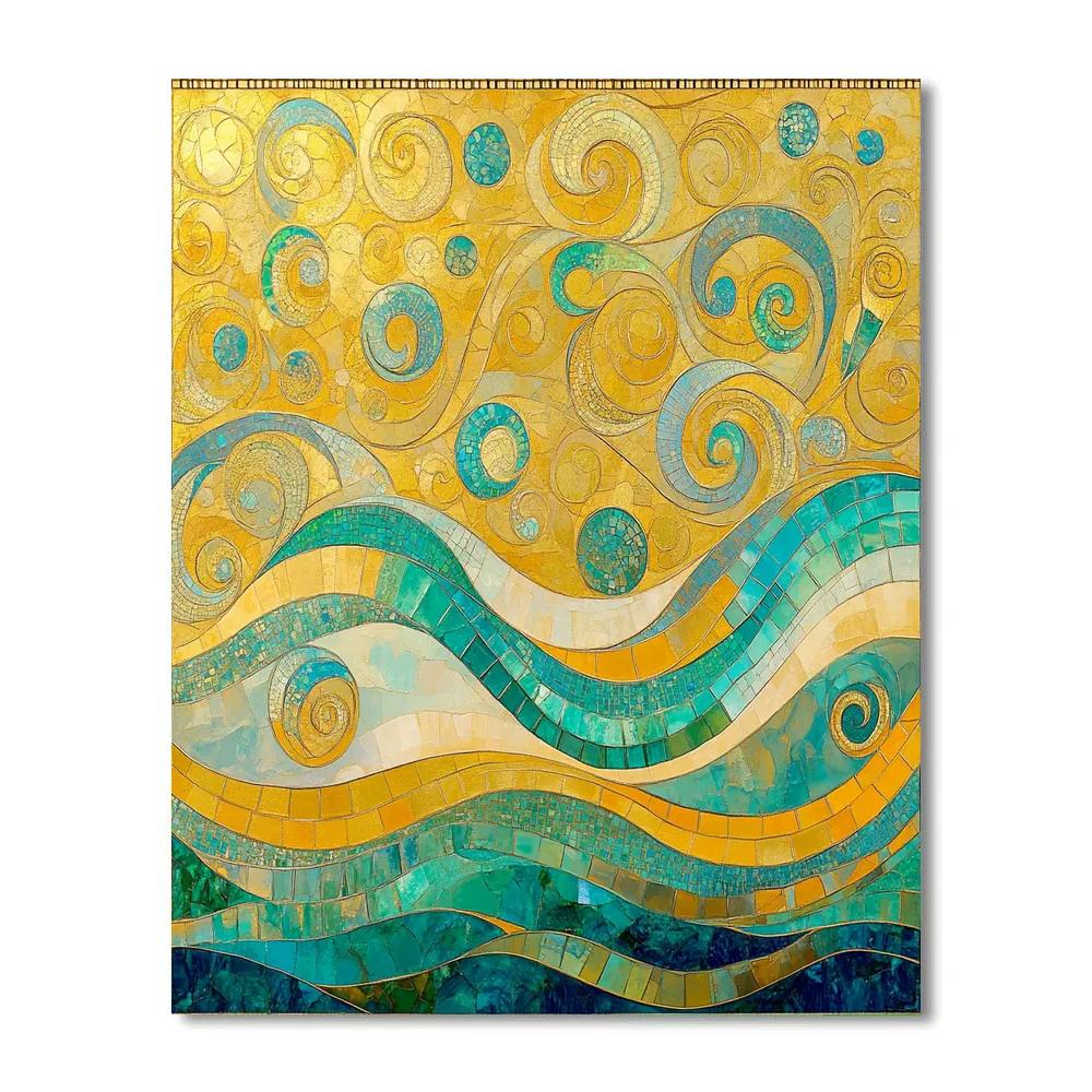 Gustav Klimt Inspired Patterned Ocean Breeze Number painting
