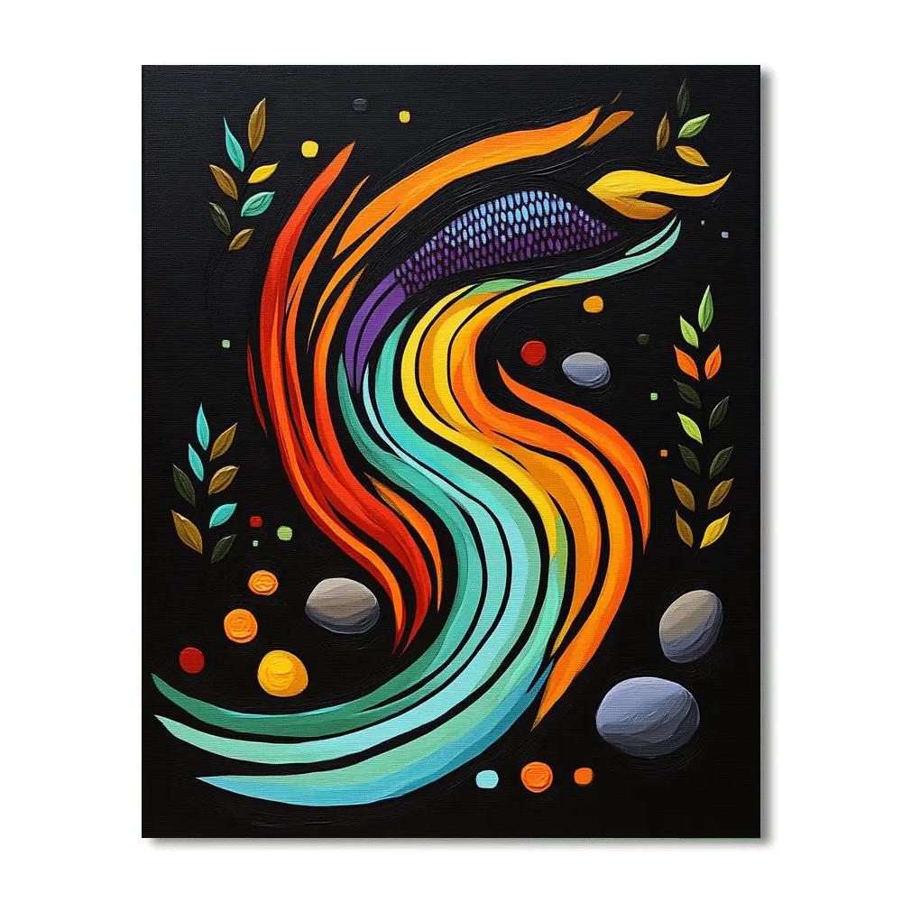 Norval Morrisseau Inspired Salmon Of The River Fire Path Paint by numbers art