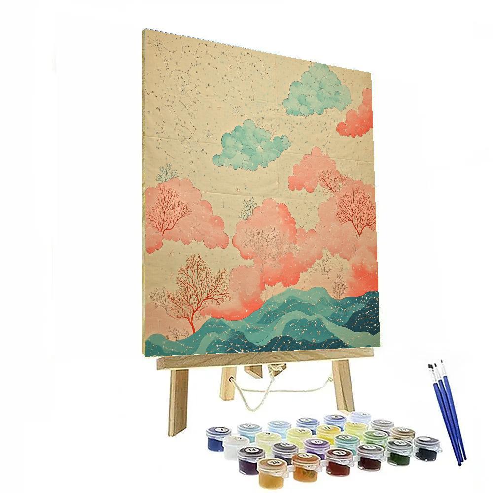 Frida Kahlo Inspired Celestial Tide Of Coral Clouds DIY paint by numbers