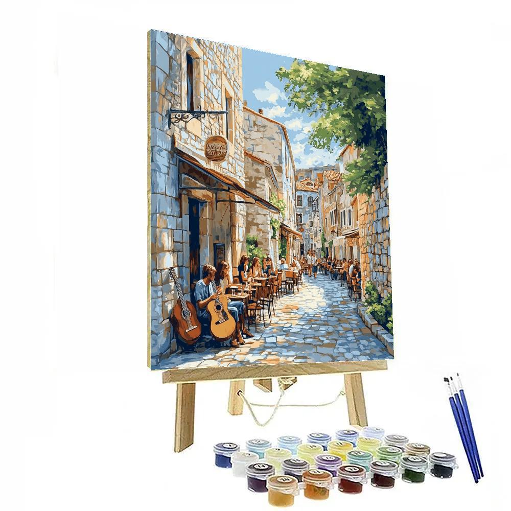Street Music And Pedestrian Life In Barcelona Gothic Quarter Spain paint by color