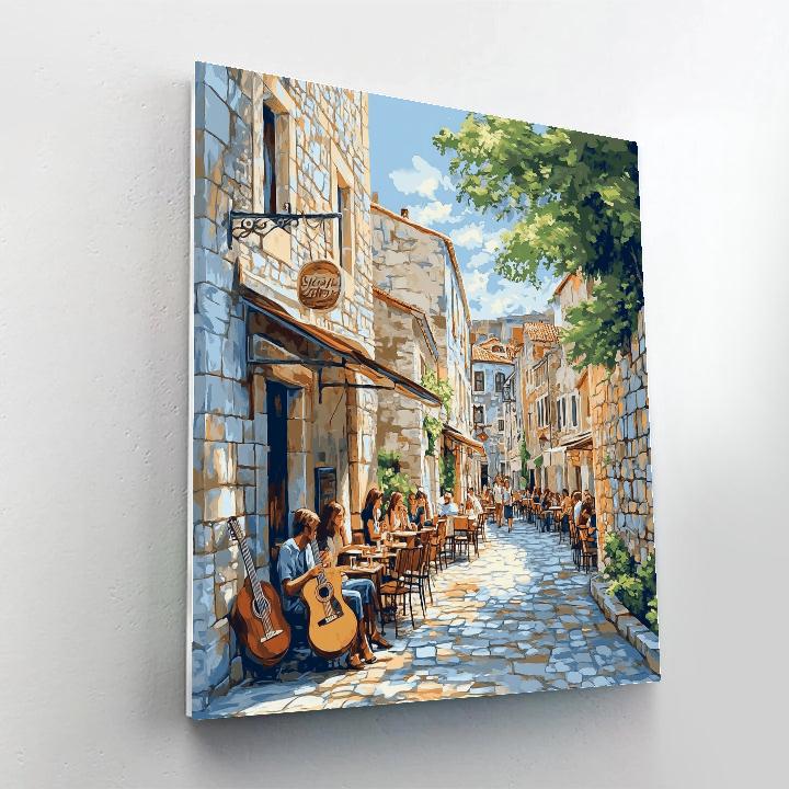 Street Music And Pedestrian Life In Barcelona Gothic Quarter Spain paint by color