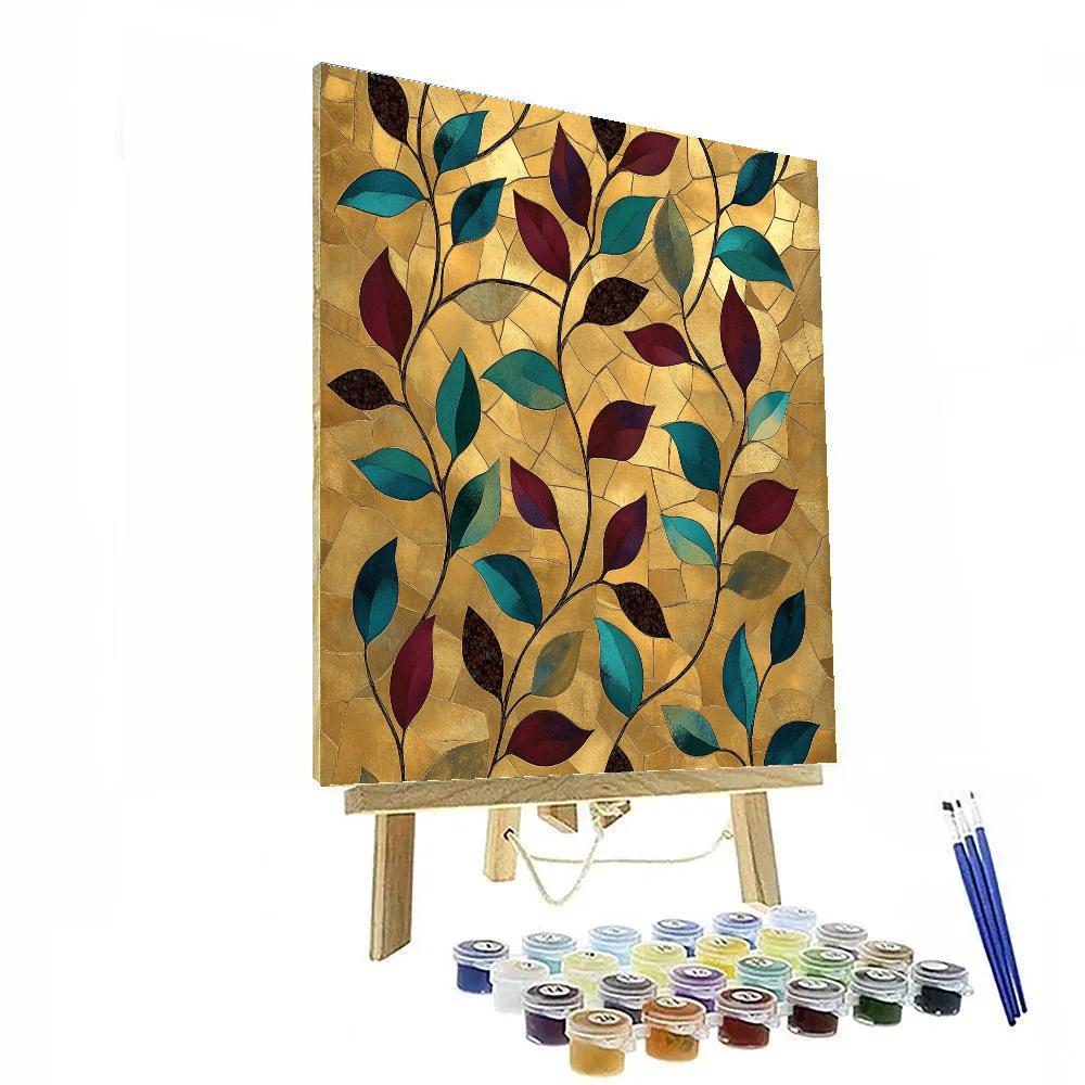 Gustav Klimt Inspired Twisting Golden Vines Paint by numbers kits
