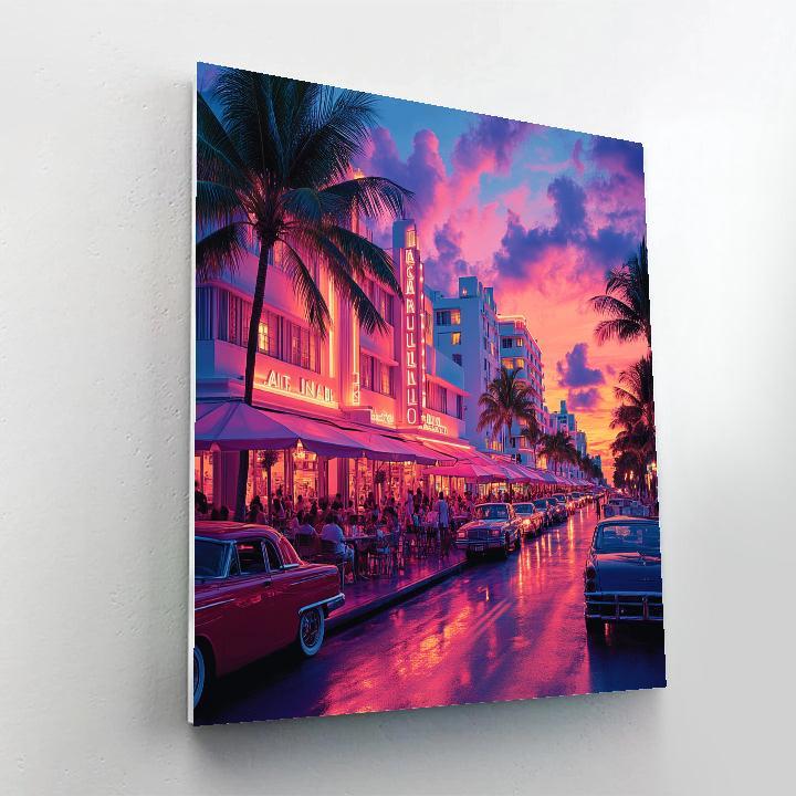 Art Deco Architecture Along Miami Beach Ocean Drive United States Paint by numbers kits