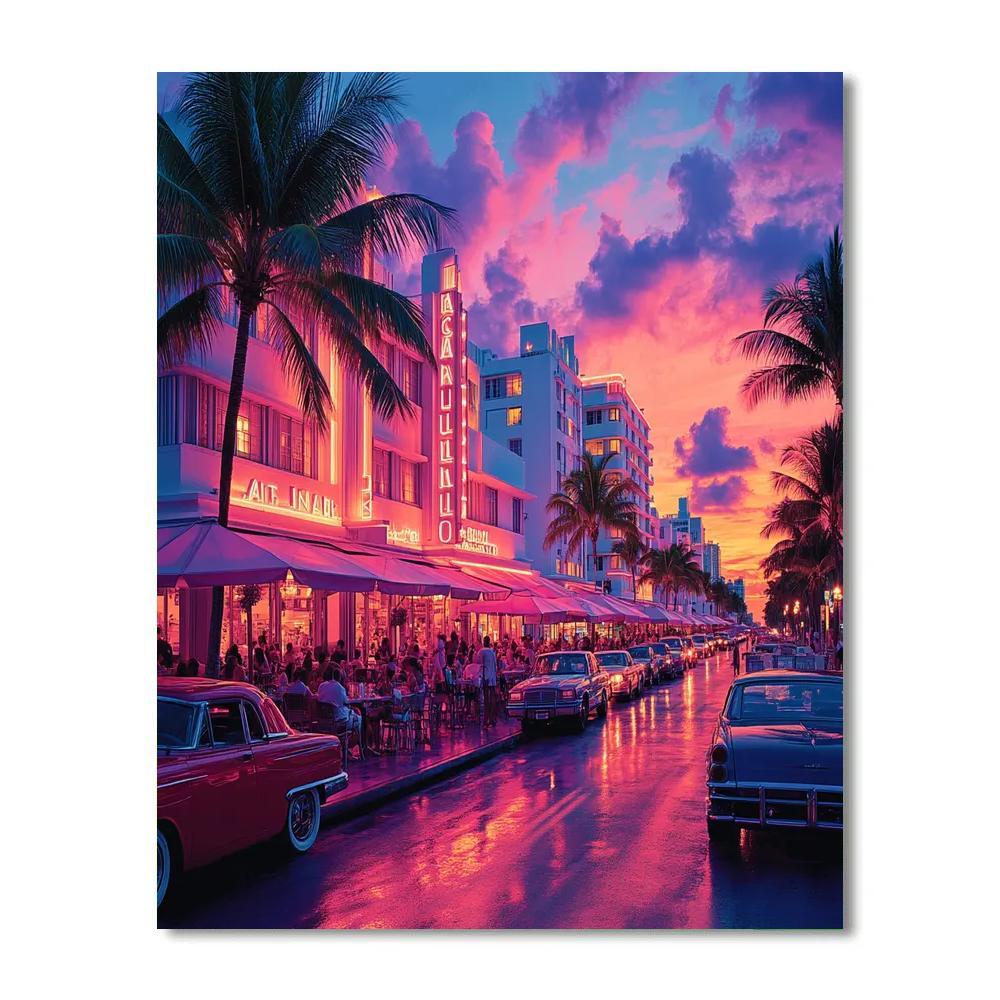 Art Deco Architecture Along Miami Beach Ocean Drive United States Paint by numbers kits