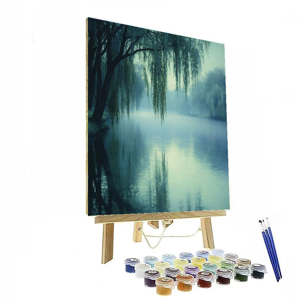 Claude Monet Inspired Evening Fog In Riverside Willows Numbered painting kits