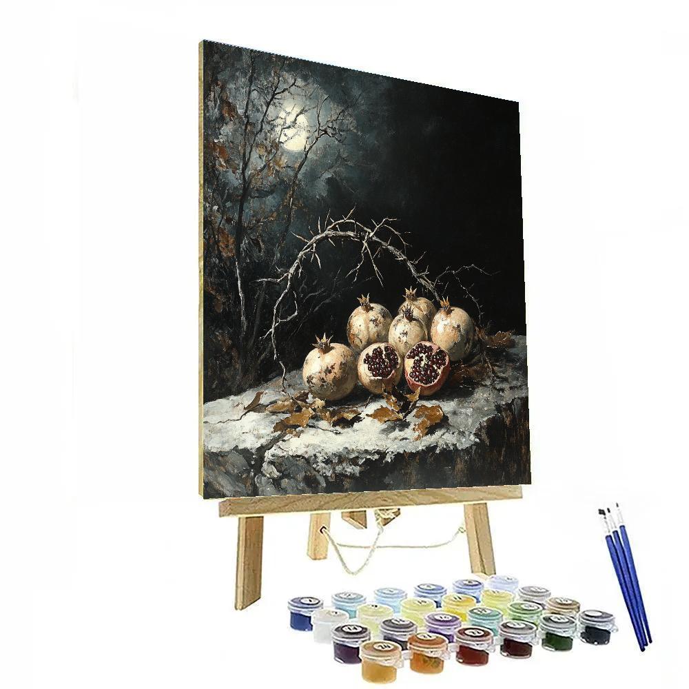 Francisco Goya Inspired Moonlit Thorns And Withered Pomegranates paint by number