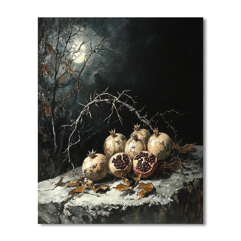 Francisco Goya Inspired Moonlit Thorns And Withered Pomegranates paint by number