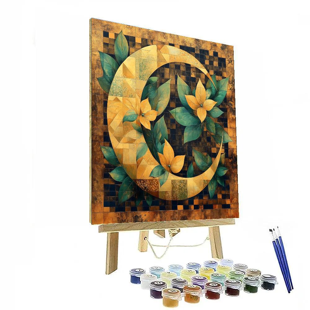 Gustav Klimt Inspired Radiant Floral Crescents paint by color