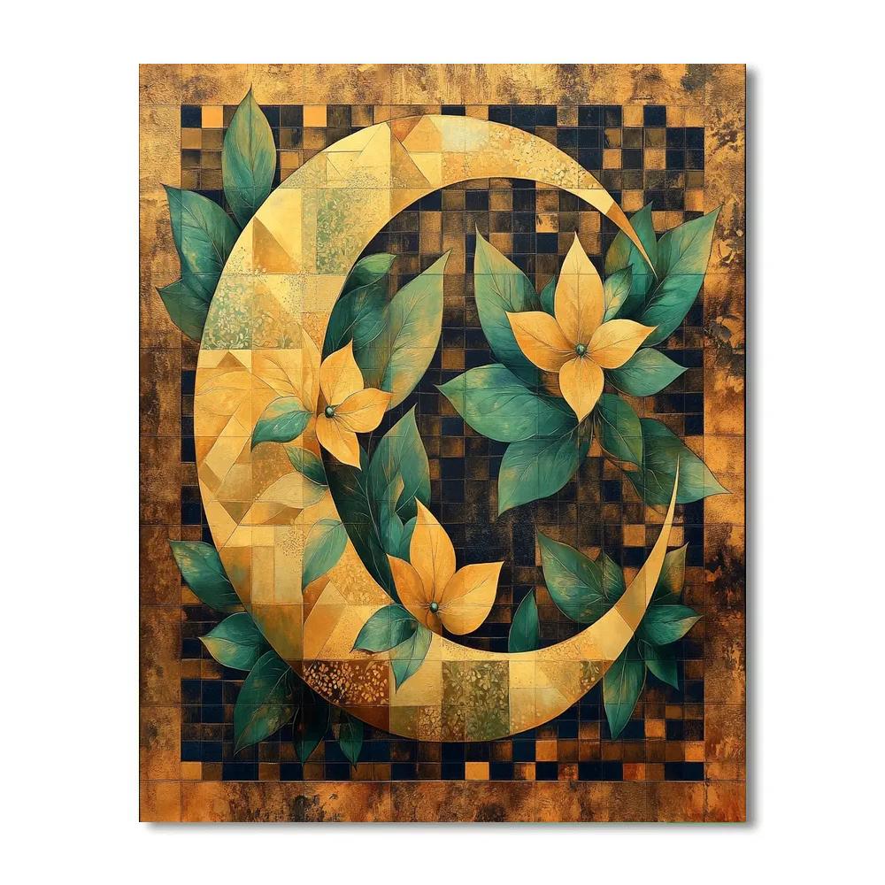 Gustav Klimt Inspired Radiant Floral Crescents paint by color