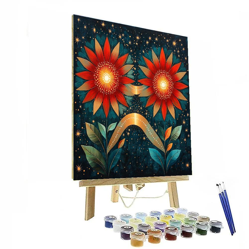 Frida Kahlo Inspired Binary Star Blossom Dialogue paint by numbers