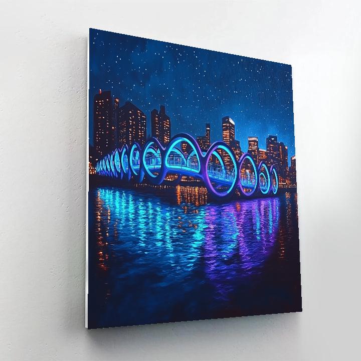 View Of Marina Bay At Night With Helix Bridge Singapore Paint by numbers art