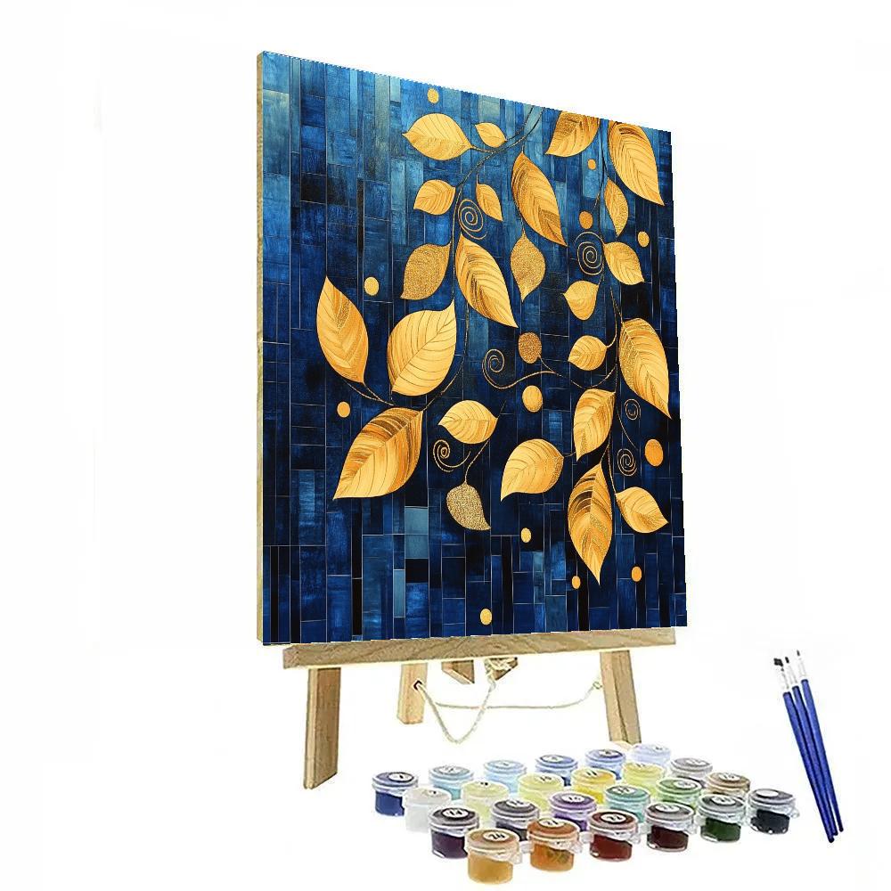 Gustav Klimt Inspired Twilight Golden Leaves Numbered painting kits