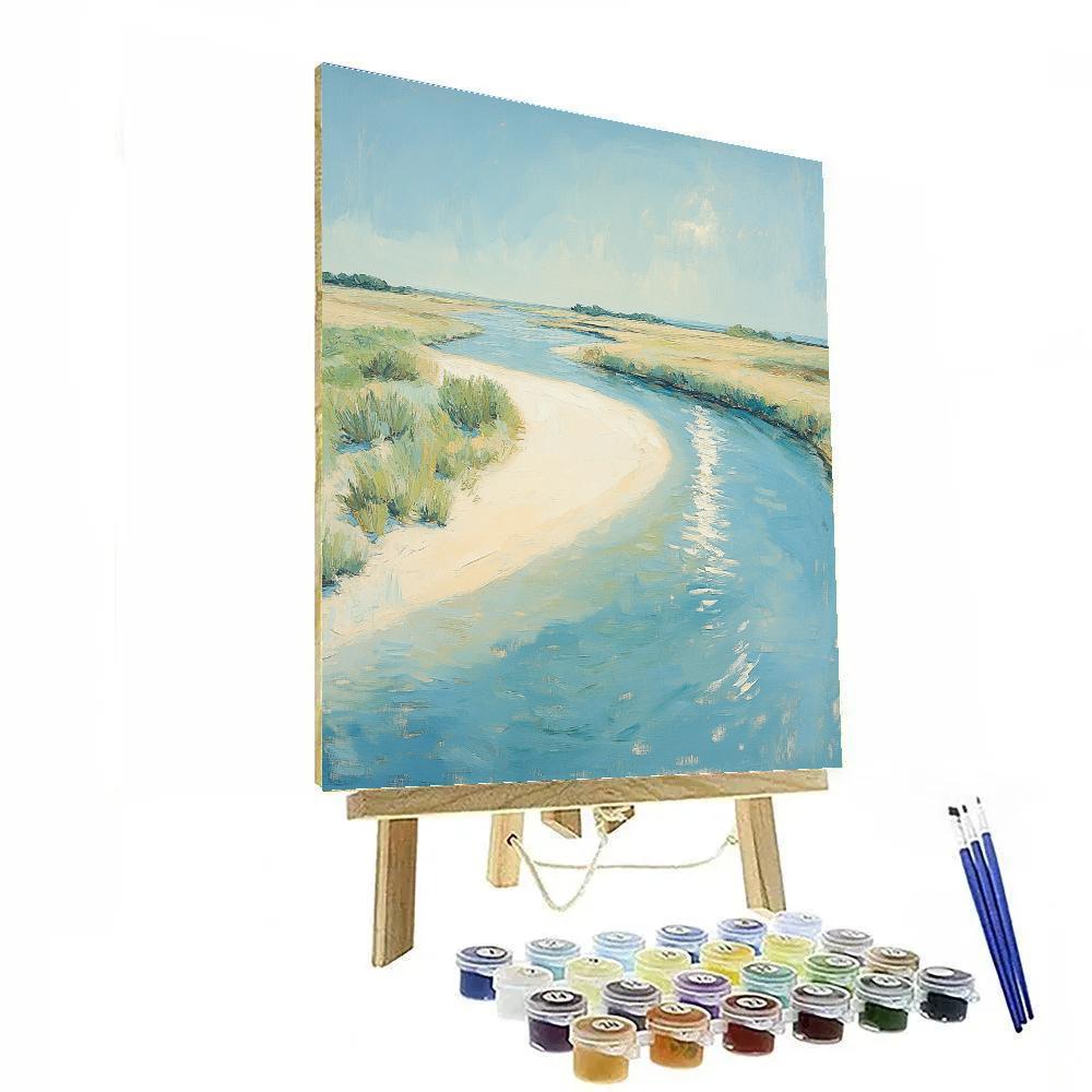 Claude Monet Inspired Sunlit River Bend With Sandbar Paint by numbers art